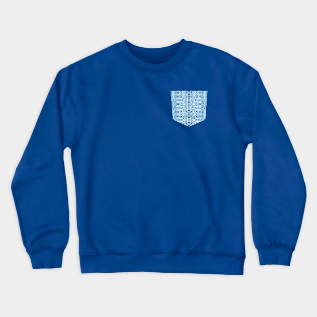 Pocket - Boho Nomadic Tribal Blue Crewneck Sweatshirt by ninoladesign